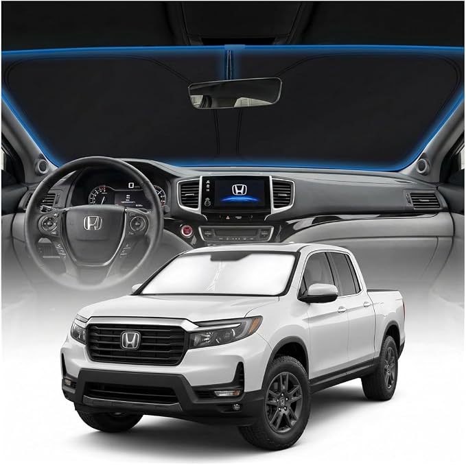 for Honda Ridgeline Sun Shade Windshield Cover - Custom Fit Ridgeline Accessories 2017-2025 2026 Sunshade Foldable UV Protection & Heat Shield Sun Visor Accessories