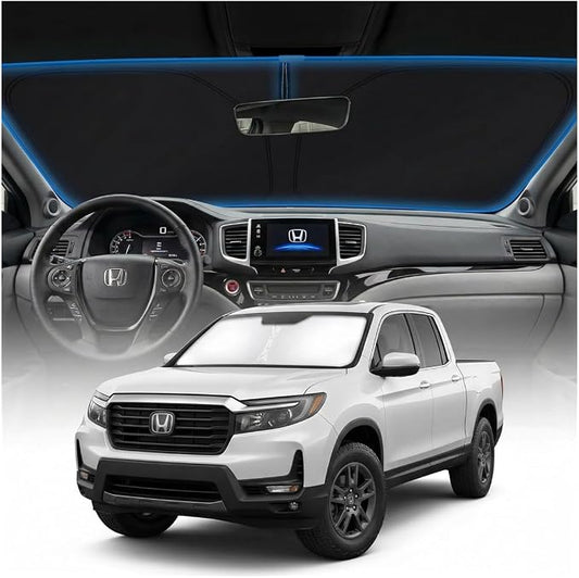for Honda Ridgeline Sun Shade Windshield Cover - Custom Fit Ridgeline Accessories 2017-2025 2026 Sunshade Foldable UV Protection & Heat Shield Sun Visor Accessories