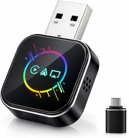 ELECROW Wireless CarPlay Adapter for iPhone＆Android - 3 in 1 Dual Band WiFi 2.4G/5G & Bluetooth 5.3 Airplay Mirror Link CarPlay Dongle with USB-A/Type-C Port, Plug & Play, OTA Update