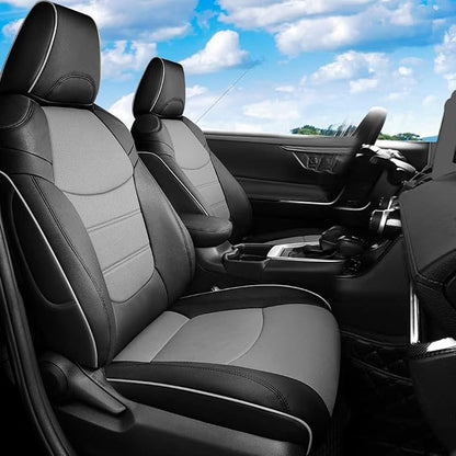 CocheFamilia Custom Fit Corolla Car Seat Covers for Select 2020 2021 2022 Toyota Corolla Hybird LE & 2023 Hybrid XLE - Full Set,Leather (Black and Grey)