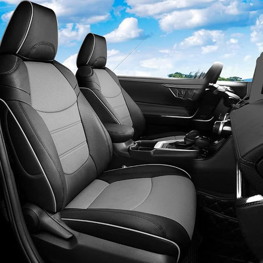 CocheFamilia Custom Fit Corolla Car Seat Covers for Select 2020 2021 2022 Toyota Corolla Hybird LE & 2023 Hybrid XLE - Full Set,Leather (Black and Grey)