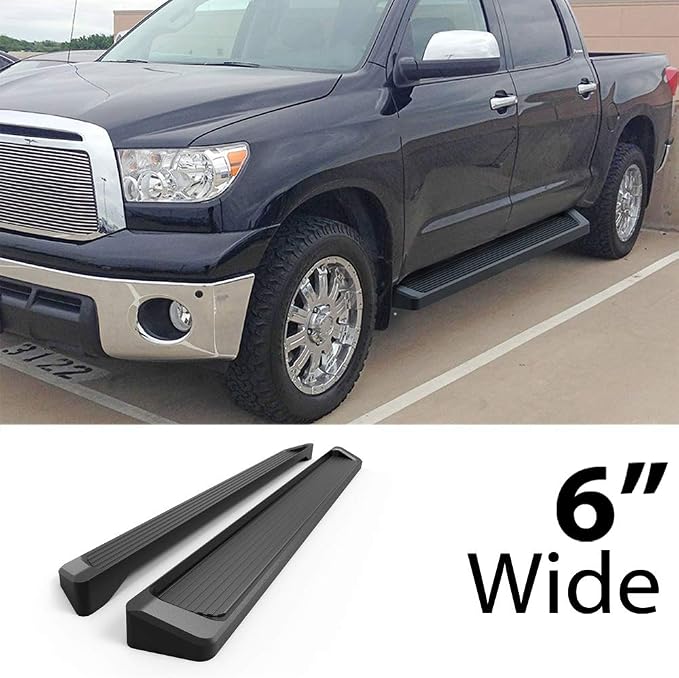 APS Black Running Boards Style Compatible with Toyota Tundra 2007-2021 CrewMax (Nerf Bars Side Steps Side Bars)