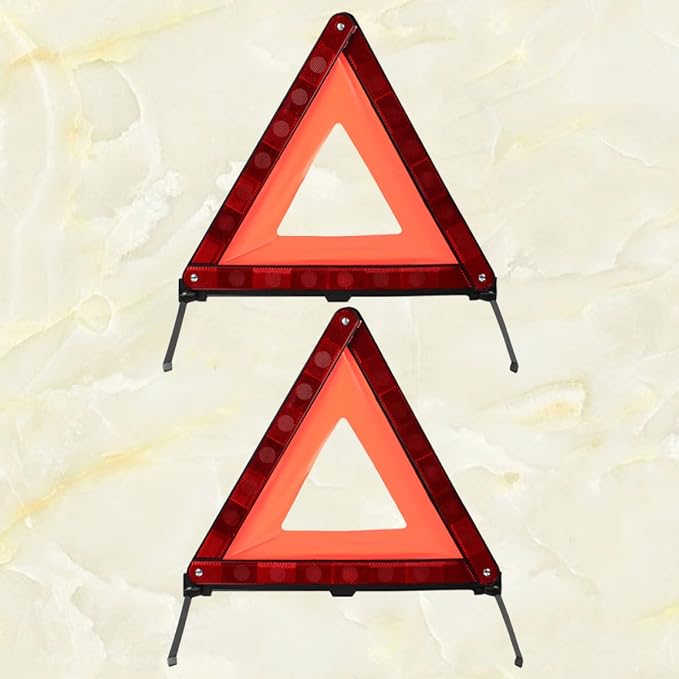 PartyKindom 2pcs Emergency Roadside Kit Warning Triangle Signs Car Emergency Road Safety Kit Quick Setup and Weighted Base