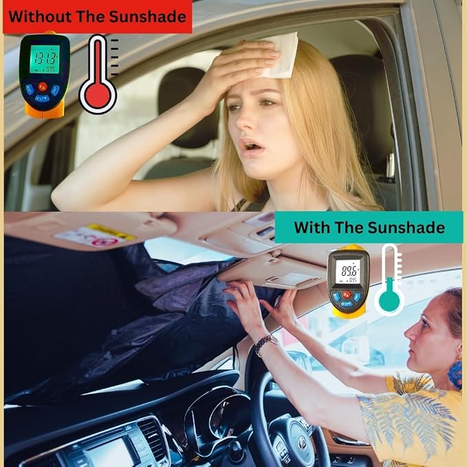 Windshield Sun Shade Compatible for Tesla Model S | Certified 99.87% UVB & 99.02% UVA Car Sun Shade. Award Winning Sunshade - Patented Technology | Car Shades by Kinder Fluff