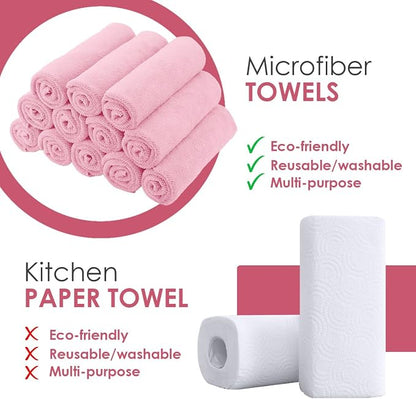 Avalon Towels Microfiber Cleaning Cloths (Value Pack of 12) - Size 12 x 12 Inches, Highly Absorbent Cleaning Rags, Lint Free, Reusable and Washable, Microfiber Towels for Cars