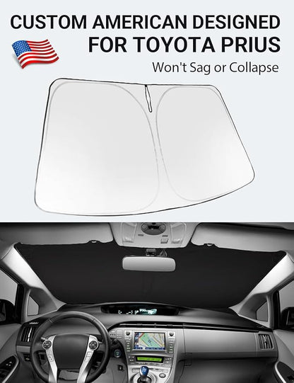 Proadsy 2026 Upgrade Windshield Sun Shade Custom Fit 2010-2015 Toyota Prius Foldable Front Sunshade Protector Sun Visor Blocks UV Rays Keep Car Cooler