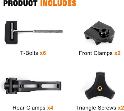 Truck Tonneau Cover Replacement Installation Accessory for Hard Tri-fold & Quad-fold Truck Bed Cover Include Nut, T-Bolt(T-bar), Tonneau Cover Clamp, 4X Rear Clamp