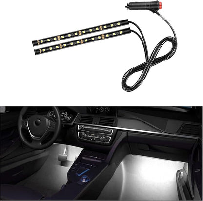 Car LED Strip Light, 24 LEDs RGB Neon Interior Atmosphere Lights, 12V Under Dash Ambient Night Light, Cigarette Lighter Auto Interior Decorative Lamp, Car Accessories (White)