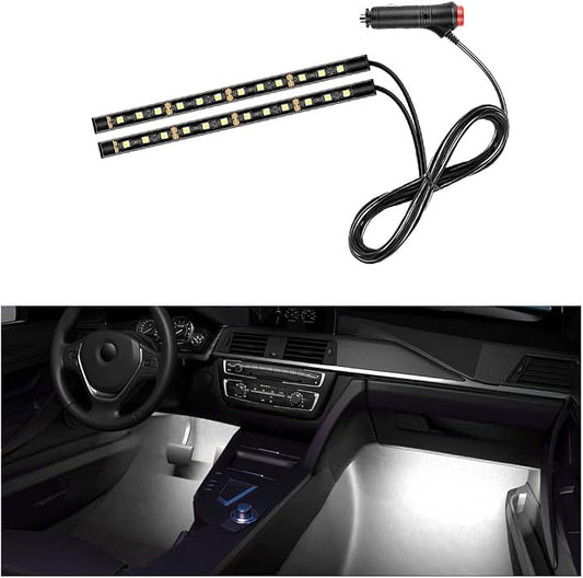Car LED Strip Light, 24 LEDs RGB Neon Interior Atmosphere Lights, 12V Under Dash Ambient Night Light, Cigarette Lighter Auto Interior Decorative Lamp, Car Accessories (White)