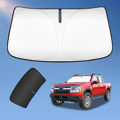 Sun Shade Sunshade for Ford Maverick Hybrid XL XLT Lariat Truck 2022-2025 2026 Windshield Cover, 4-Layers Sun Shield 250T Silver Sun Visor Foldable Window Car Shade Blocks UV Rays