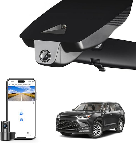 Front 4K & Rear 1080P Dash Cam Custom fit for Toyota Grand Highlander & Hybrid 2024 2025 2026, XLE Limited Platinum, Integrated OEM Look, UHD 2160P Video, App & WiFi, Easy to Install,GPS, 128GB Card