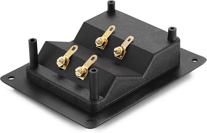 Facmogu 2PCS Rectangle 4-Way Speaker Terminal Box, Gold-Plated Binding Post Terminal Cable Connector for DIY Applications, Terminal Cups with 2 Pairs Banana Plug Socket Connector & 4PCS Screws