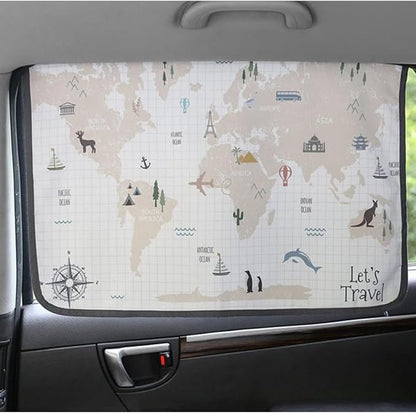 Magnetic Car Sun Shade Curtain for Side Window – Sun Blocker and UV Protector for Baby, Kids, and Pets – Universal Fit with Built-in Magnets for Steel-Framed Door (WorldTravel)
