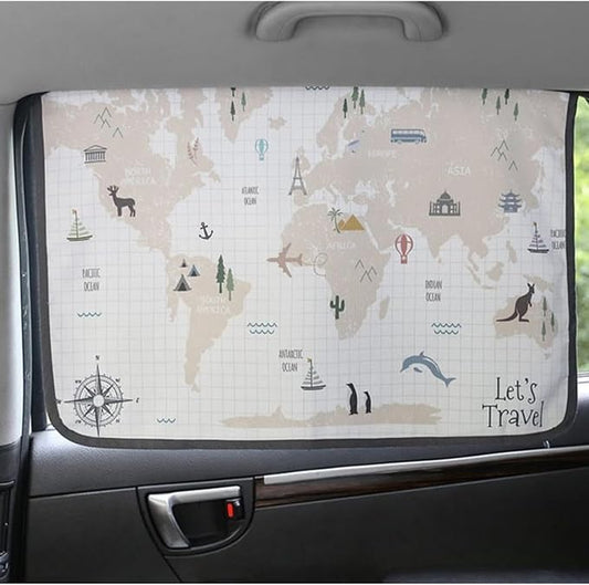 Magnetic Car Sun Shade Curtain for Side Window – Sun Blocker and UV Protector for Baby, Kids, and Pets – Universal Fit with Built-in Magnets for Steel-Framed Door (WorldTravel)