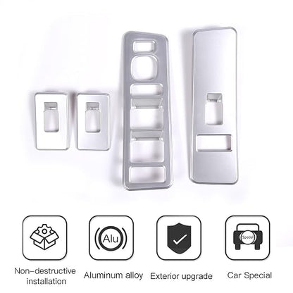 Inner Window Switch Panel Cover for Hummer H2 2003-2007,Window Lift Switch Cover Interior Button Trim Kit,1 Set of 4,Interior Accessories (Silver)