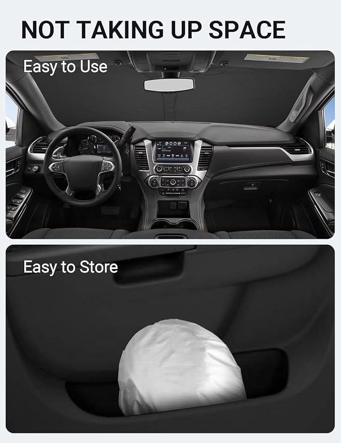 Proadsy 2026 Upgrade Front Windshield Sun Shade Foldable Sunshade Protector Custom Fit 2015-2020 Tahoe SUV Accessories