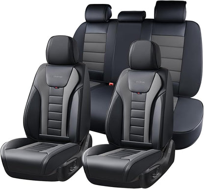 Coverado Car Seat Covers Full Set, Seat Covers for Cars, Front Seat Covers and Back Seat Cover Waterproof Leather Automotive Seat Cover, Universal Car Interior Protectors Cushion for Most Cars
