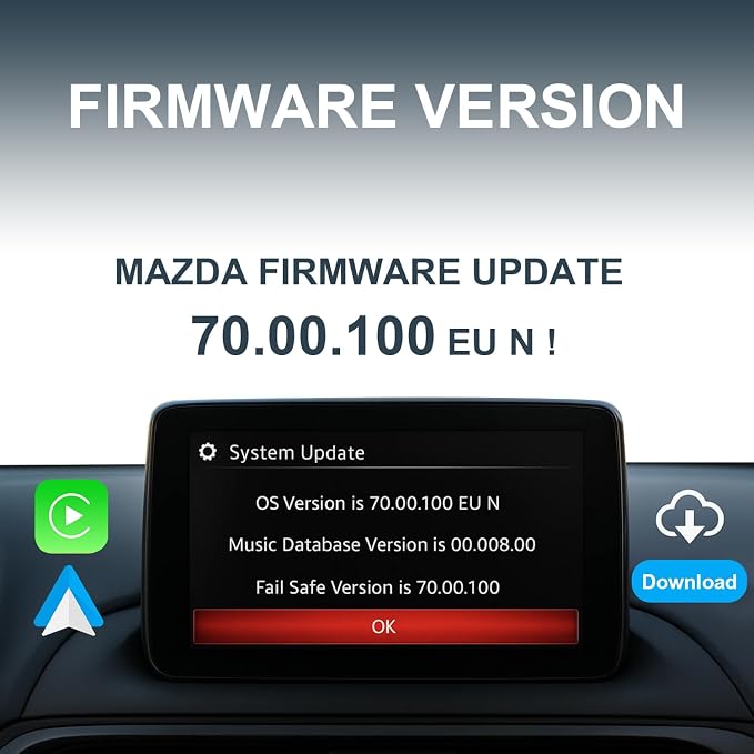 Mazda Apple CarPlay & Android Auto Retrofit Kit (2025 Upgrade) - OEM TK78-66-9U0C Hub for MZD Connect - Compatible with Mazda 2/3/6/CX-3/CX-5/CX-9/MX-5 (2015-2020 Models) (P2)