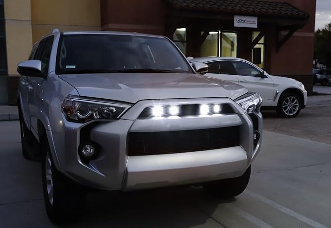 iJDMTOY 4pc Set 3W High Power LED Grille Mesh Mount Lighting Kit Compatible with Toyota FJ Cruiser 4Runner Tacoma etc., 6000K Xenon Projector Lens Spot Beam LED Lights
