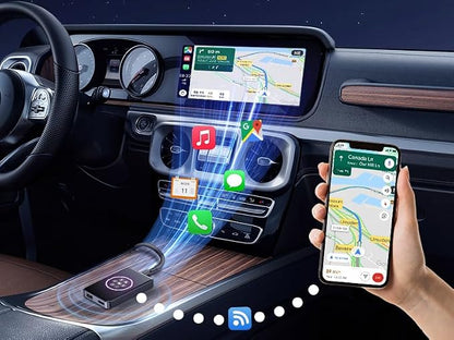 TDT 4-in-1 Wireless CarPlay Adapter& Android Auto Wireless Adapter, Magic Video Box Stream Netflix, YouTube, Disney+，HDMI Output, USB Drive & TF Card Support Upgrade OEM Wired CarPlay (4+32GB)