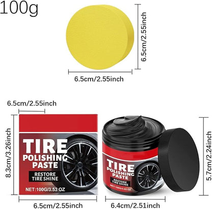 Car Tire Shine with Sponge 100g Auto Wheel Polishing Paste, Auto Tire Cleaning Polishing Product, Automotive Wheel Protectant, for Trucks Sedans RVs SUVs Collectors Dealers Shops Riders