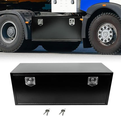 48"X18"X18" Underbody Utility Tool Box Black Heavy Duty Steel Trailer Box Pick Up Truck Toolboxes Storage Organizer w/Lock & Keys