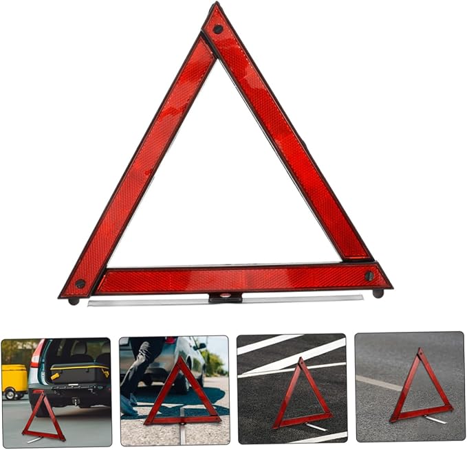KICHOUSE 5pcs Foldable Reflective Safety Triangle Kit Emergency Road Warning Signs for Vehicles Increased Visibility Compact Design for Roadside Assistance and Traffic Safety
