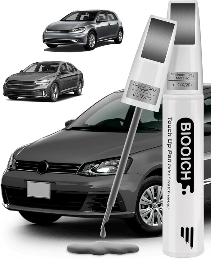 Touch Up Paint Pen Exact Color Match Car Chip and Scratch Repair (for vw, Platinum Gray Metallic(LD7X/2R))