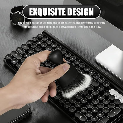 Car Detailing Brushes, Car Cleaning Brush, Auto Interior Soft Bristles Curved Cleaning Brush, Auto Detailing Dusting Tool Universal for Dashboard Air Conditioner Vent Computer (Black White)