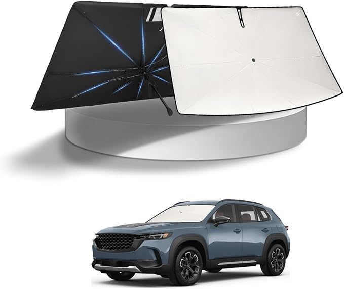 KUST Sun Shade Umbrella for 2023-2025 2026 Mazda CX-50 CX50 CX 50 | Custom Fit Windshield Sunshade | Foldable Sunshade with Bendable Handle | Blocks Heat & UV Rays Keep Car Cool Sunshield