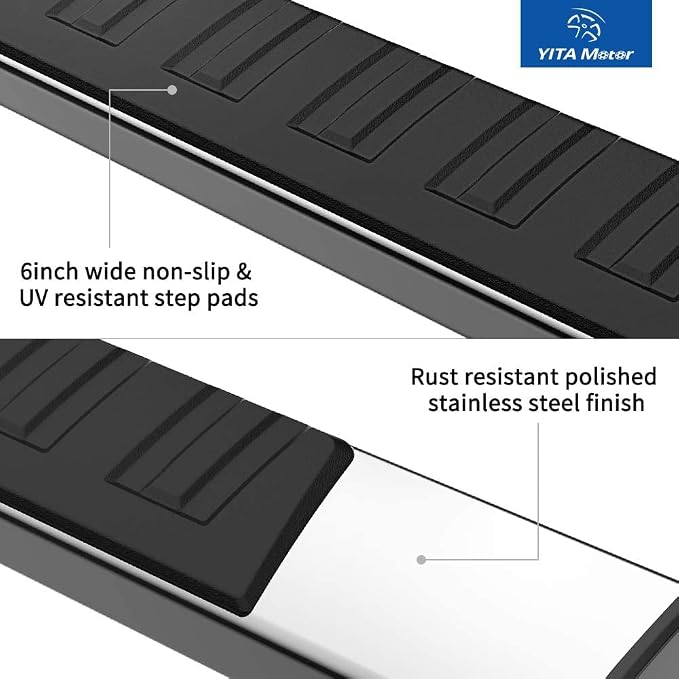 YITAMOTOR Running Boards Compatible with 2019-2026 Chevy Silverado/GMC Sierra 1500, 2020-2026 Silverado/Sierra 2500HD 3500HD Crew Cab(Excl. 2019 1500 LD), 6.5'' Stainless Steel Side Steps Nerf Bars