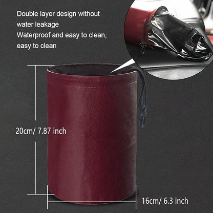 Car Trash Can, Collapsible Pop Up Trash Can for Cars, PU Leather Car Garbage Can, Waterproof Cars Garbage Can, Portable Garbage Bin, Auto Interior Accessories Multipurpose Trash Bin for Vehicles (Red)