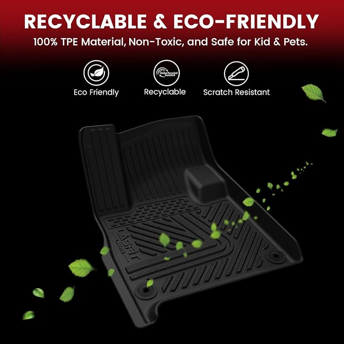 LASFIT Floor Mats&Trunk Mat&Backrest Mat for Rivian R1S 2024 2023 2022, TPE All Weather Floor Mats Custom Fit Floor Liner&Cargo Mat for R1S 2022-2024 Full Set Car Mats and Cargo Liner
