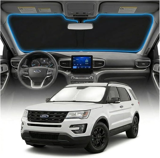 for Ford Explorer Sun Shade Windshield Cover - Custom Fit Explorer Accessories 2020-2025 2026 Sunshade Foldable UV Protection & Heat Shield Sun Visor Accessories