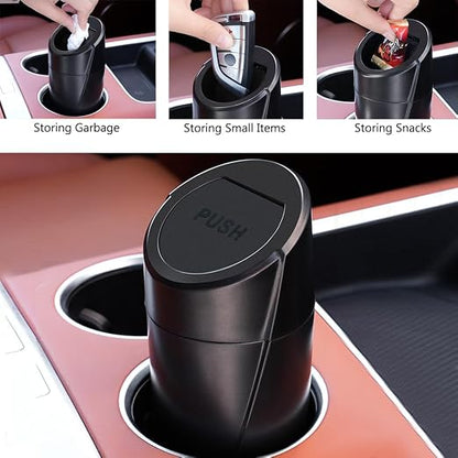 Pink Mini Portable Leakproof Car Trash Can with Lid - Auto Garbage Storage Can for Interior, Office, Camping, Living Room