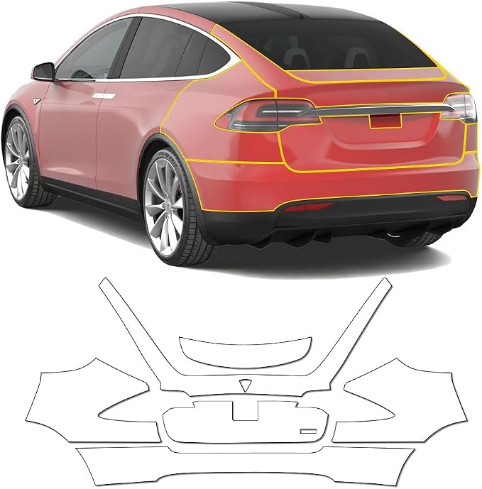 for Tesla Model X 2016-2021 TPU 9Mil Pre-Cut Paint Protection Film Car Vinyl Wrap PPF Transparent Protective Anti-Scratch Self Healing Shield Guard Waterproof Car Wrap Film for Rear trun