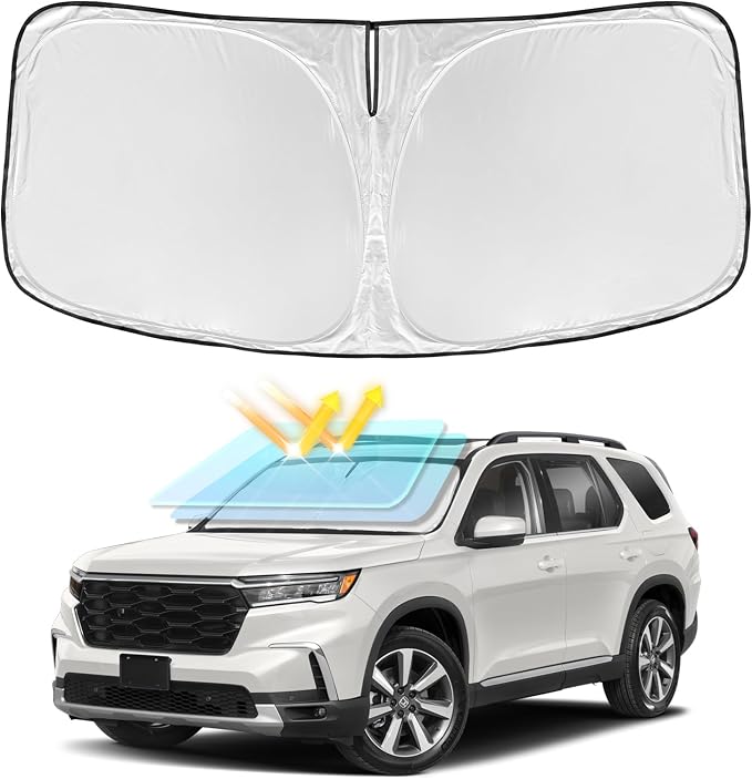 Windshield Sun Shade for Honda Pilot 2016-2025 2026 Windshield Sunshade 4-Layers Sun Visor Window Shade Custom for Pilot EX-L Special Edition Elite Black Edition Touring Blocks UV Rays Car Accessories