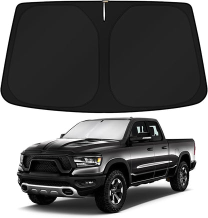 KUST Windshield Sun Shade for 2011-2025 2026 Dodge RAM 1500 Accessories CrewCab,MegaCab Pickup,2Dr RegularCab,4Dr QuadCab Window Sunshade Sun Visor Protector Foldable Blocks UV Rays Keep Car Cooler