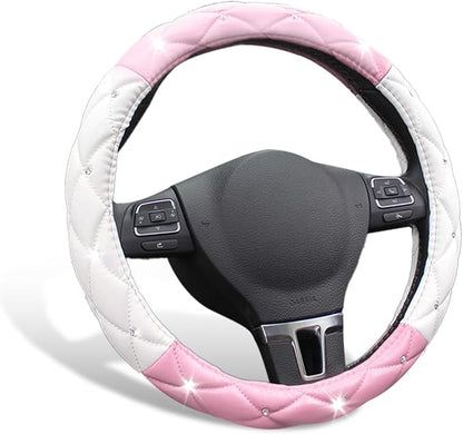 SuperKaKa Pink Steering Wheel Cover, Auto Cute Girly Car Interior Accessories Coquette Aesthetic Decoration Stuff