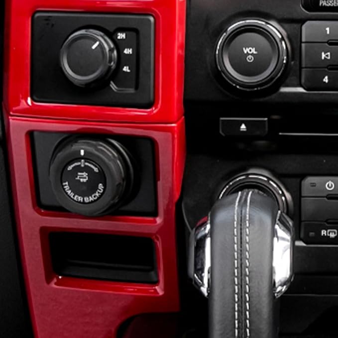 Keptrim for F150 Central Console Air Conditioner Panel Trim for 2015 2016 2017 2018 2019 2020 Ford F150, Red, 5pcs (Red)