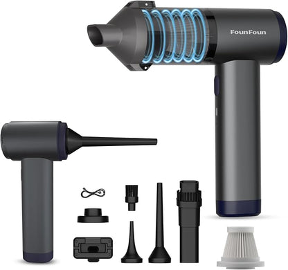 Handheld Vacuum Cordless, Portable Car Vacuum, High Power Cleaner for Pet Hair/Car/Home, Suction & Blow 2 in 1, 17-30 Min Run Time, Small Lightweight Gadget, Type-C Rechargeable