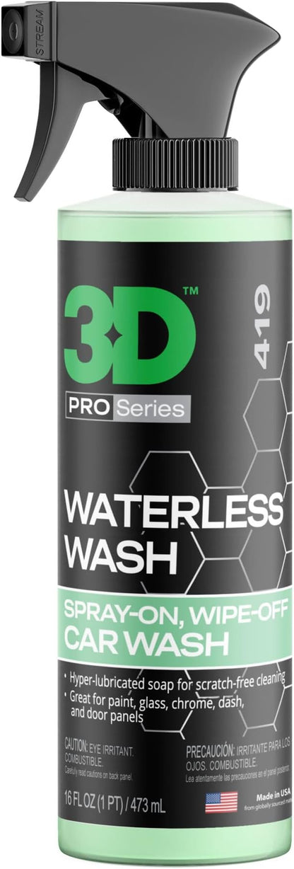 3D Waterless Car Wash - Easy Spray Waterless Detailing Spray - No Soap or Water Needed - Great on Cars, RVs, Motorcycles & Boats 16oz.