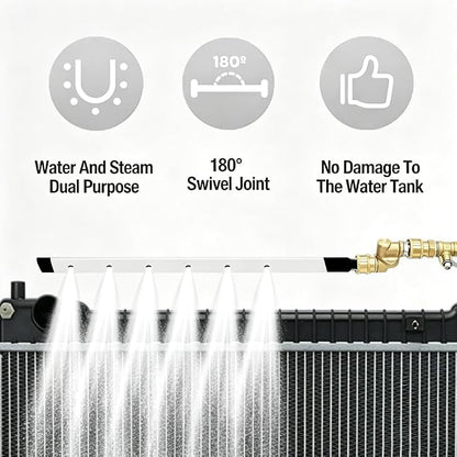 39" Radiator Cleaning Wand Kit–Stainless Steel Radiator Cleaner Wand with 5 Spray Nozzles for Car & Truck Portable Radiator Cleaning Tool Detachable Scrub Brush & Dual Adapters (Water/Air)