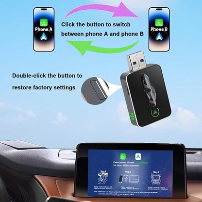 Wireless CarPlay Adapter for iPhone (2026 Upgraded) - Plug & Play USB-C/Type-C Adapter Converts Wired to Wireless CarPlay Android Auto (2-in-1) Multi-Device Support, Lag-Free iOS 10+