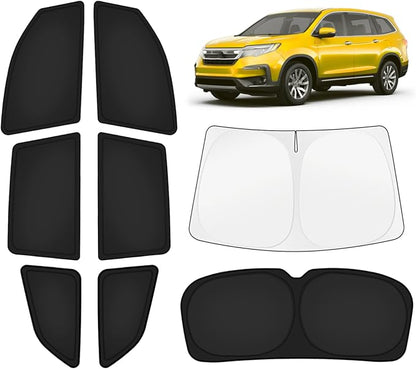 KUST Car Window Shades for Honda Pilot 2016-2022 Windshield Sun Shade Side Window Cover UV Block Privacy Protection Accessories for Camping Blackout Rear Back Full Set 8PCS