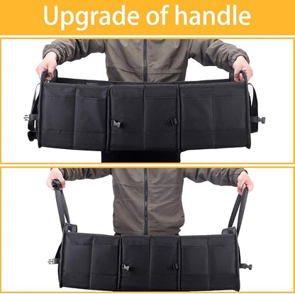 AUTOARK Multipurpose Car Trunk Organizer with Straps,Non-Slip Waterproof Bottom,Durable Collapsible Adjustable Compartments Cargo Storage,Upgraded Handle,AK-072