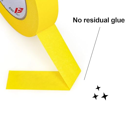 BOMEI PACK Yellow Painters Tape 1 Inch Bulk - Paint Tape 6 Rolls x 1 Inch x 60 Yards - Painter's Tape Yellow Masking Tape for Walls Painting, DIY Crafting, and School Projects, Total 360 Yards