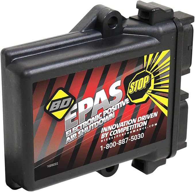 BD Diesel 1036753 E-PAS Positive Air Emergency Engine Shutdown; Incl. Electronic Module/Switch Harness/Switch Decal/Switch Guard Decal/Switch Guard/Velcro Strips/Cable Ties/Window Decal;