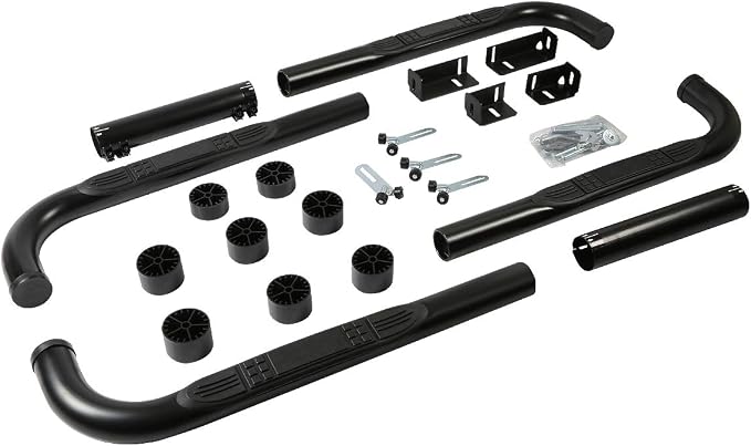 DNA Motoring 3" Running Boards Compatible with 99-11 Sierra Silverado / 02-09 Ram 1500 2500 3500 Extended, Crew Cab, Black Side Step Nerf Bars, STEPB-3-UNI-BK