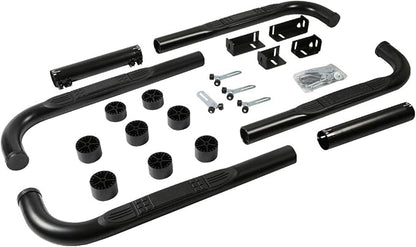 DNA Motoring 3" Running Boards Compatible with 99-11 Sierra Silverado / 02-09 Ram 1500 2500 3500 Extended, Crew Cab, Black Side Step Nerf Bars, STEPB-3-UNI-BK